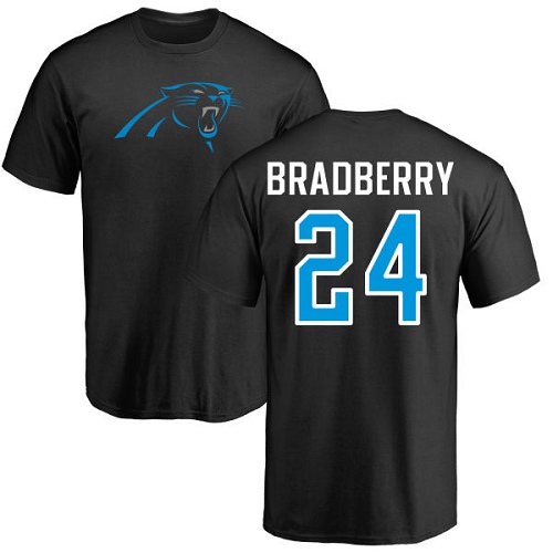 Carolina Panthers Men Black James Bradberry Name and Number Logo NFL Football #24 T Shirt